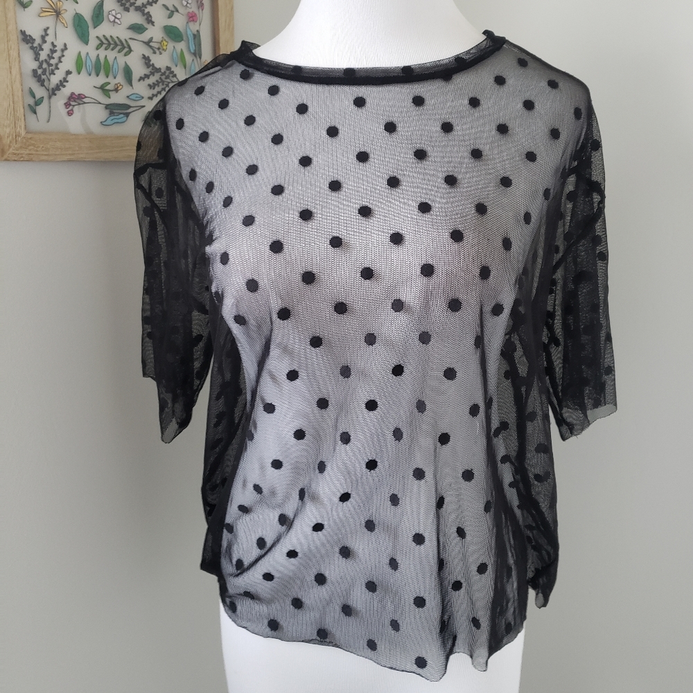 Sheer Polka Dot Top in Black, Agnes & Dora